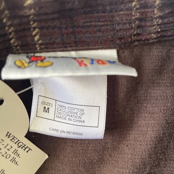 Disney Kids Brown Corduroy Plaid Shirt With Tigger Medium NWT Warm BTS Cotton - Picture 4 of 11